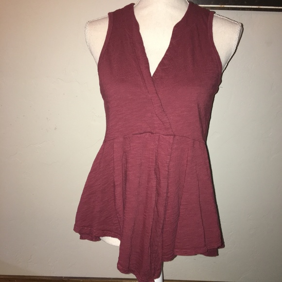 Anthropologie Tops - Left Of Center Maroon Split Swing Tank Size S